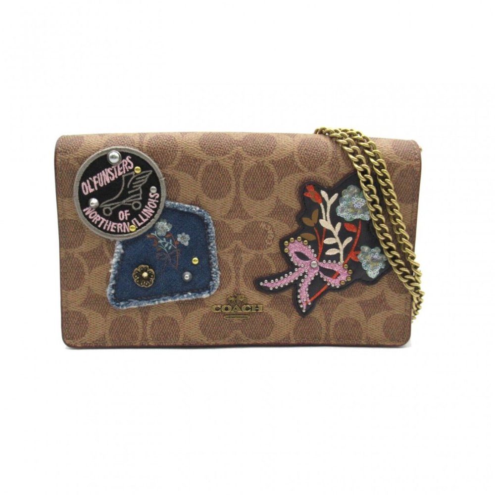 Coach Signature Crossbody Bag with Patches Brass/Rust Multi